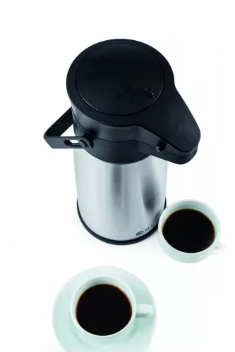 Termosz, pumpás, 2,2 liter, 34x15 cm magas, rozsdamentes