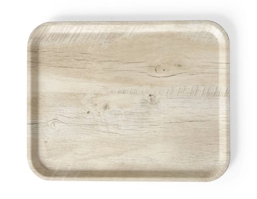 Melamin tálca világos fa mintázattal, 33×43 cm
