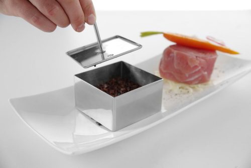 Tálalógyűrű, négyzet, 8×8×4,5 cm