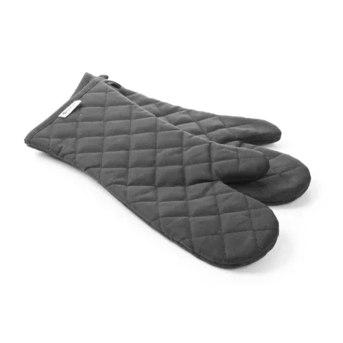 Sütőkesztyű-pár, pamut, 38 cm, hőálló 250 °C-ig, fekete