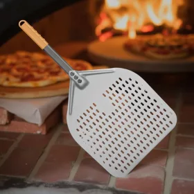   Pizzalapát rövid nyéllel, perforált, 71x35 cm, alumínium