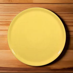Pizzatányér, citromsárga, 33 cm, porcelán
