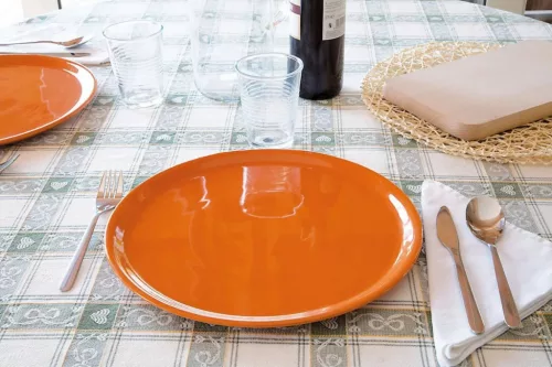 Pizzatányér, narancssárga, 33 cm, porcelán