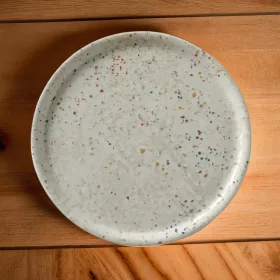 Pizzatányér, világosszürke, 33 cm, porcelán