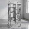 Tálcatartó regálkocsi, mobil állvány, dupla, 30 db GN 1/1 tálcához, rozsdamentes