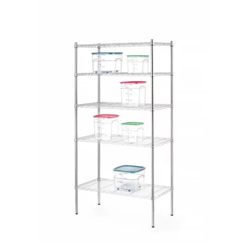 Krómozott állvány 5 polccal, 183x91x45,5 cm