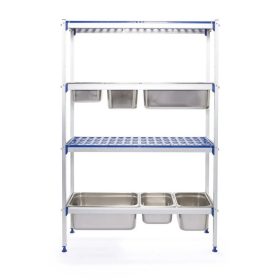   Alumínium tárolóállvány GN méretű polccal, Gn edényekhez, 168,5x112x35,5 cm