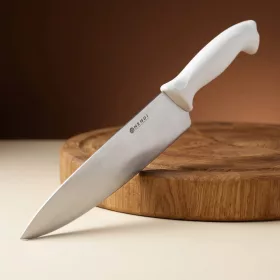 Szakácskés, 24 cm penge, fehér nyél
