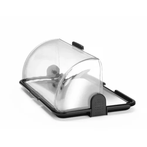 Bemutató tálca roll-top fedővel, hűthető/fűthető, 46,5×31,5×19,5 cm