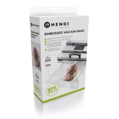 Légcsatornás Sous vide főzhető vákuumtasak, 150×250 mm, 75 mikron, 100 db/csomag
