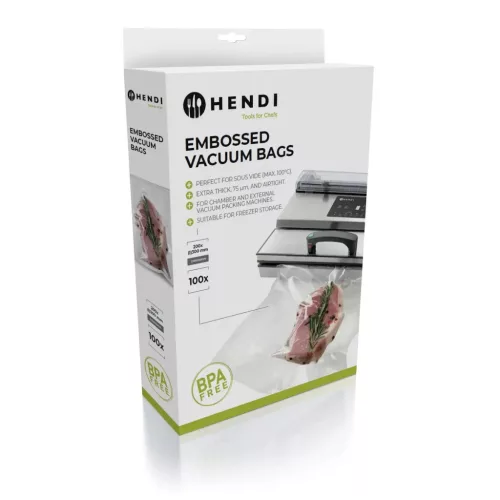 Légcsatornás Sous vide főzhető vákuumtasak, 200×300 mm, 75 mikron, 100 db/csomag