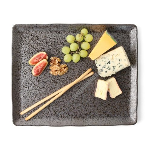 Carbon lapostányér, 33×27 cm, kemény porcelán, Holst