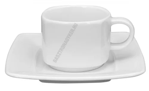 Victoria kávéscsésze+alj 80 ml, szögletes, porcelán