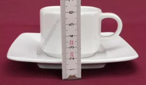 Victoria kávéscsésze+alj 80 ml, szögletes, porcelán