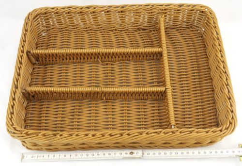 Evőeszköztartó 40×30×6,5 cm, 4 részes rattan, s.barna PP