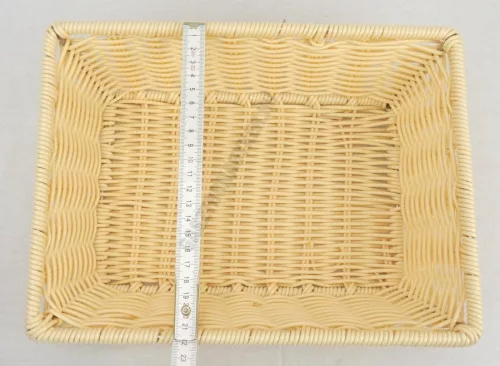 Pékáru kosár, szögletes, 30,5×22,5×8 cm, polipropilén, bézs