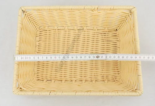 Pékáru kosár, szögletes, 30,5×22,5×8 cm, polipropilén, bézs