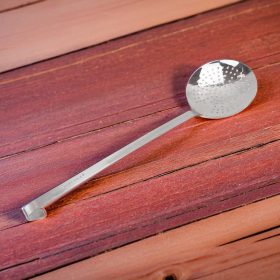   Szűrőkanál, kerek, nyélhossz: 40 cm, átmérő 16 cm, rozsdamentes