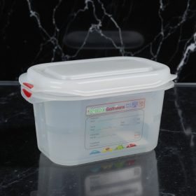   GN edény, 1/9 100 mm, 1 l, légmentesen záró fedővel, polipropilén