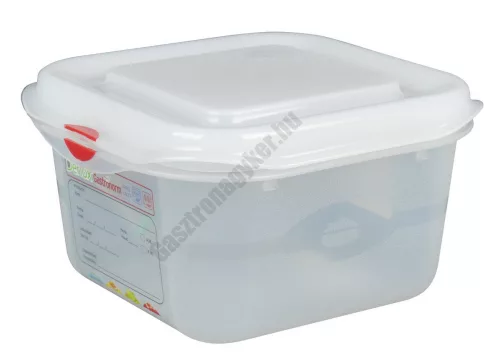 GN edény, 1/6 100 mm, 1,7 l, légmentesen záró fedővel, polipropilén 
