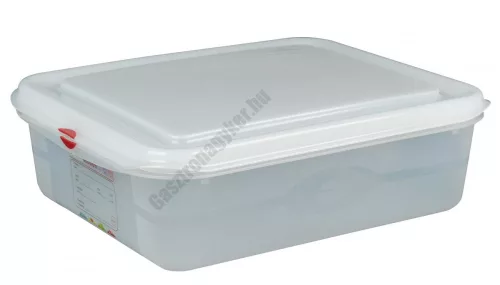 GN edény, 1/2 100 mm, 6,5 l, légmentesen záró fedővel, polipropilén