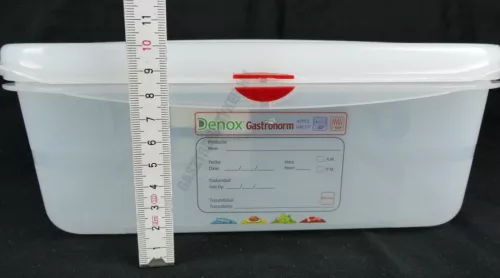 GN edény, 1/2 100 mm, 6,5 l, légmentesen záró fedővel, polipropilén