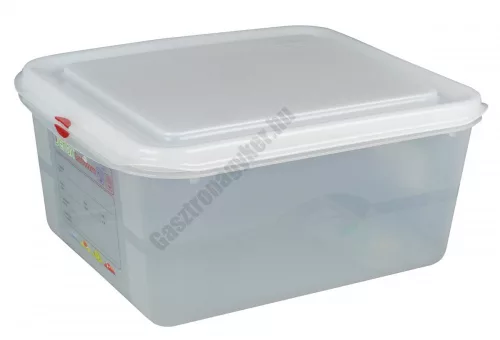 GN edény, 1/2 150 mm, 10 l, légmentesen záró fedővel, polipropilén