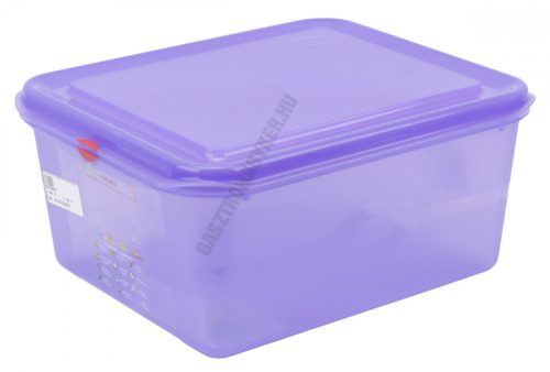 GN edény, 1/2 150 mm, 10 l, légmentesen záró fedővel, lila, anti-allergén, polipropilén