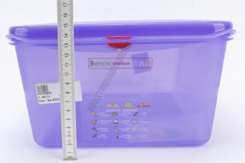 GN edény, 1/2 150 mm, 10 l, légmentesen záró fedővel, lila, anti-allergén, polipropilén