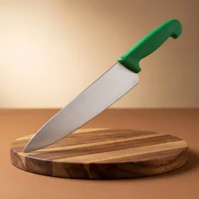 Szakácskés, 25 cm penge, zöld nyéllel