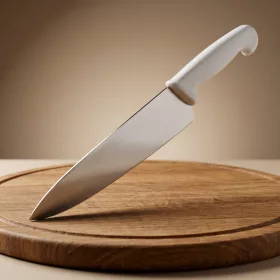Szakácskés, 25 cm penge, fehér nyéllel