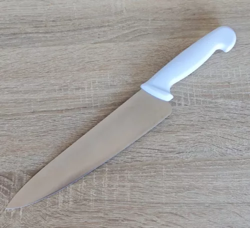 Szakácskés, 25 cm penge, fehér nyéllel