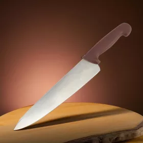 Szakácskés, 25 cm penge, barna nyéllel