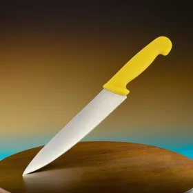 Szakácskés, 21 cm penge, sárga nyéllel