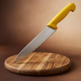 Szakácskés, 21 cm penge, sárga nyéllel