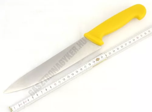 Szakácskés, 21 cm penge, sárga nyéllel