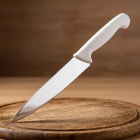 Szakácskés, 21 cm penge, fehér nyéllel