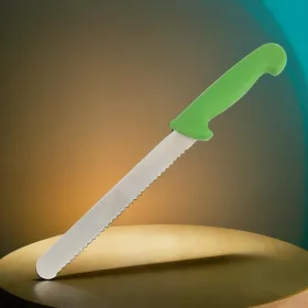 Kenyérvágó kés, 20 cm penge, zöld nyél