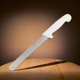 Kenyérvágó kés, 20 cm penge, fehér nyéllel