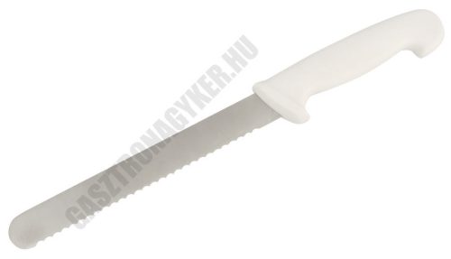 Kenyérvágó kés, 20 cm penge, fehér nyéllel
