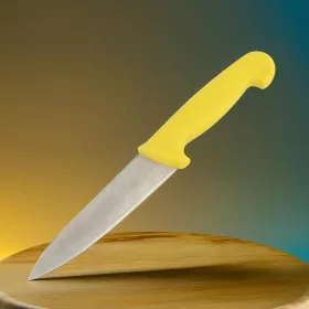Konyhakés, szeletelőkés, 15 cm penge, sárga nyél 