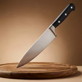 Kovácsolt szakácskés, 20 cm penge, fekete nyél