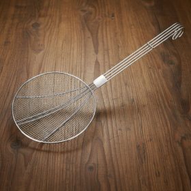   Fritou, fritőz kanál, sűrű rácsos, átm: 20 cm, teljes hossz: 53 cm, rozsdamentes 