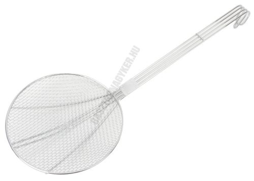 Fritou, fritőz kanál, sűrű rácsos, átm: 20 cm, teljes hossz: 53 cm, rozsdamentes 