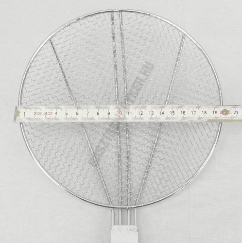 Fritou, fritőz kanál, sűrű rácsos, átm: 20 cm, teljes hossz: 53 cm, rozsdamentes 