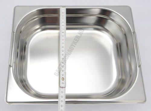 GN edény, 1/2 100 mm, 6,5 l, csúszófüllel, rozsdamentes