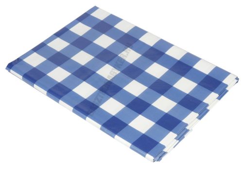 Terítő, viaszos vászon, 132×228,5 cm kék kockás
