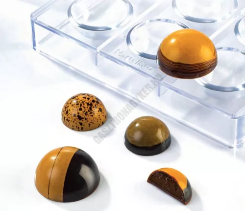 Bonbon csokoládéforma (MA5003), 20 mm félgömb, 45 adag, polikarbonát