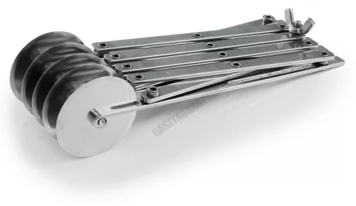 Tésztavágó, süteményosztó, 5 kerekes, prémium, sima, rozsdamentes