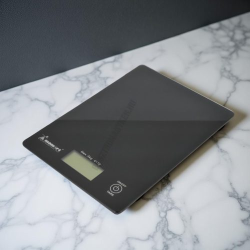 Digitális konyhamérleg, 5 kg méréshatár, üveglapos fekete